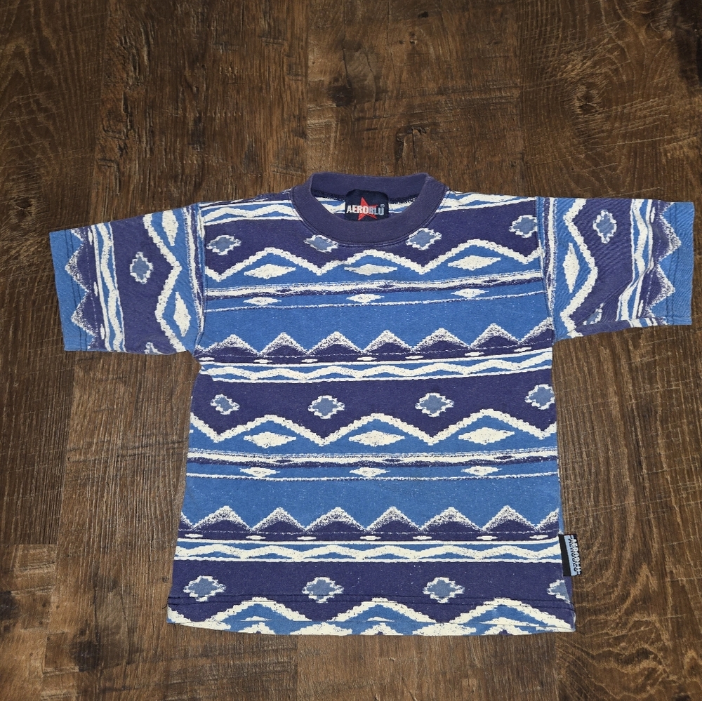 Aeroblu, Blue and Cream Aztec, Western Tee